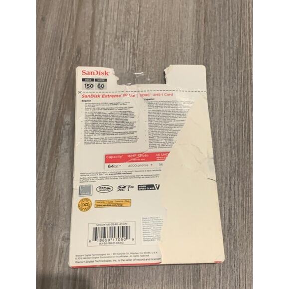 SanDisk Extreme PLUS SDXC UHS-I 64GB memory card - Picture 2 of 2